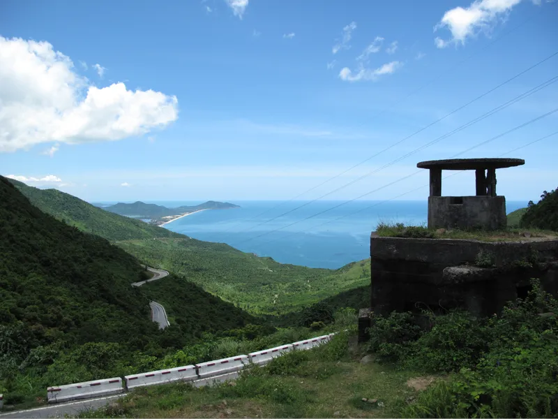 Panoramic coastal views from Hai Van Pass private car danang to hoi an