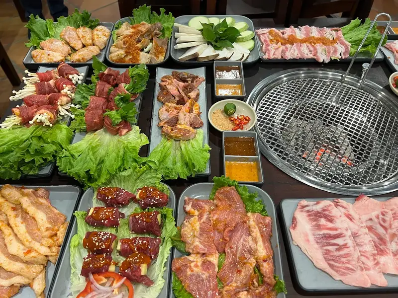 BBQ ingredients arranged before cooking in Sapa best food in sapa vietnam