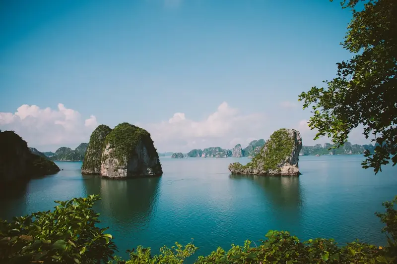 Peaceful limestone islands in Bai Tu Long ha long bay alternative