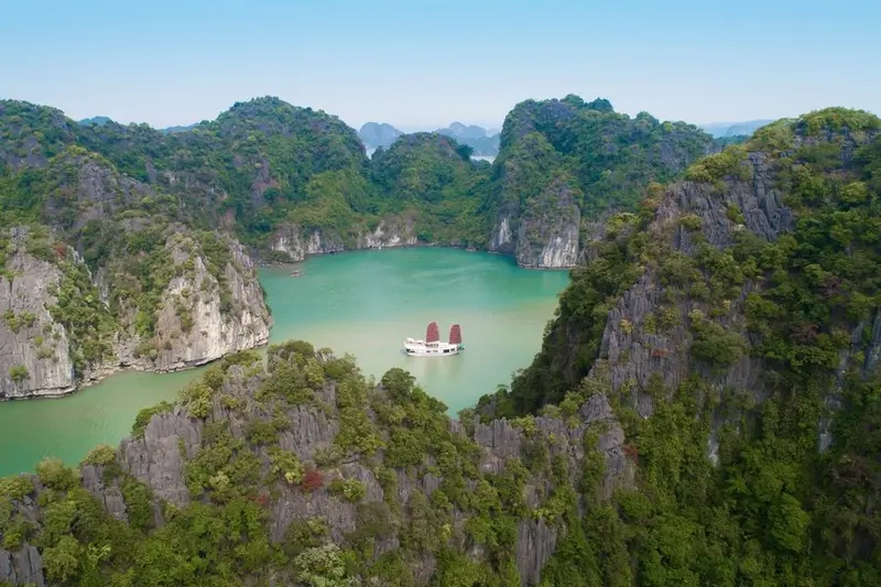 Quiet lagoon views in Bai Tu Long ha long bay alternatives