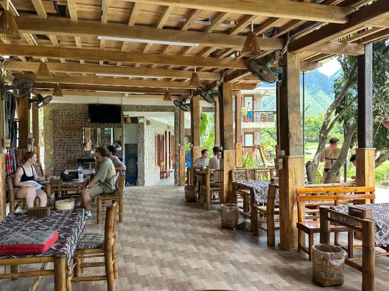 Quiet wooden terrace in Mai Chau homestay homestay in mai chau
