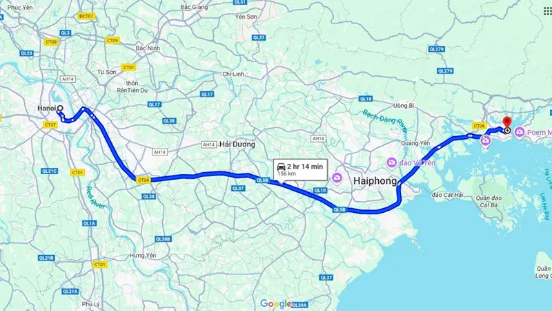 Expressway path from Hanoi to Halong Bay hanoi to halong bay distance