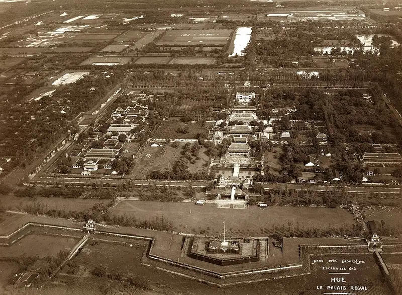 Historic aerial view of Hue Citadel imperial hue
