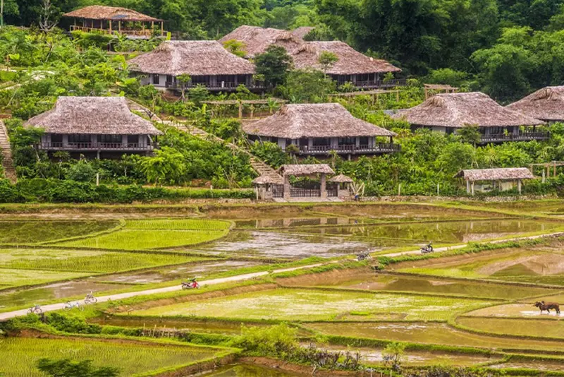 Peaceful rice terraces in Na Thia mai chau rice terraces