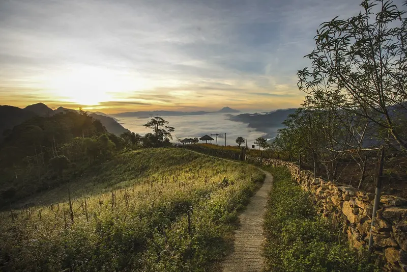 Mountain terraces in Pa Co area mai chau rice terraces
