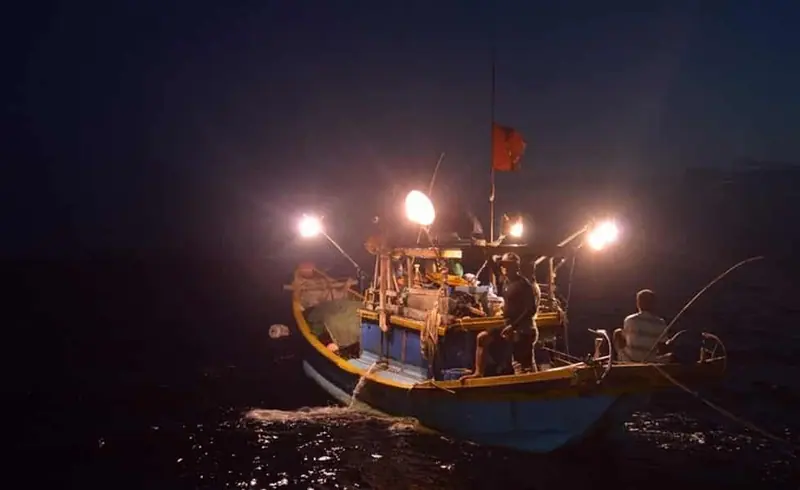 Evening squid fishing scene in Halong squid fishing halong bay